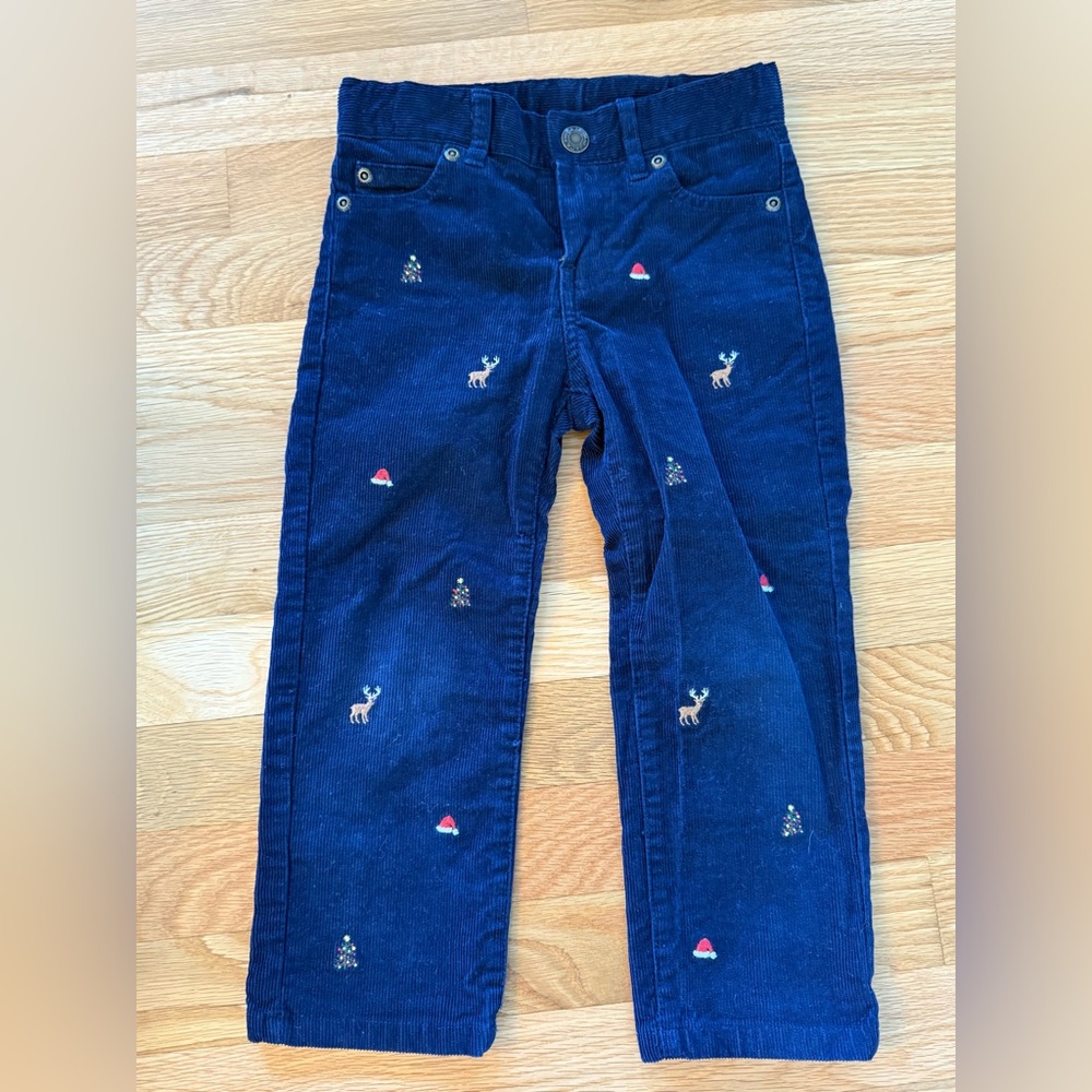 Janie & Jack 3T Christmas embroidered Corduroy Pants